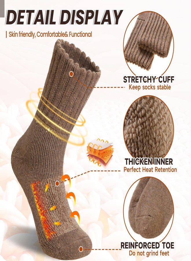 Eyean Merino Wool Socks Thermal Winter Ski Warm Thick Cozy Boot Hiking Socks for Women Men 3 Pairs (Brown,Medium) - Image 4